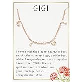 JINGMARUO Grandma Gift Pave Mimi Gigi Necklace Nana Letter Necklace with Message Card Grandma Necklace Gift from Grandson Granddaughter Mimi Birthday Gift