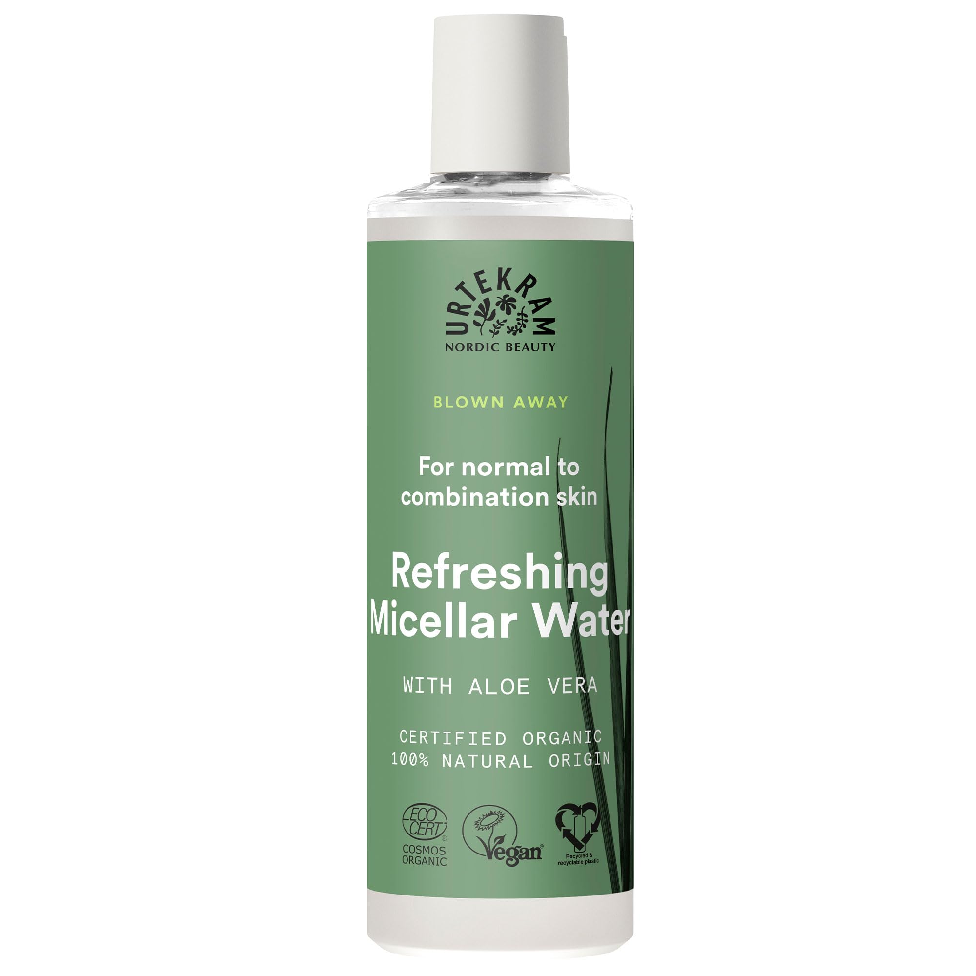 Urtekram Wild Lemongrass Refreshing Micellar Water Cleanser- for Normal to Combination skin - Blown Away Range - Vegan, Organic & Natural Origin (250 ml)