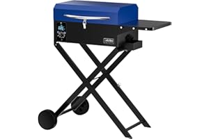 ONLYFIRE GRILLS BBQ Wood Pellet Grill Smoker with Foldable Cart, Meat Probe & 2 Tiers Cooking Area, Outdoor Portable BBQ Gril