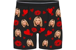 FUMNEEDIY Custom Boxers for Men, Personalized Long Underwear, Boxers with Face on Them, Gifts for Boyfriend Husband