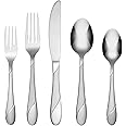 Cambridge Swirl Sand Piece Flatware Set, 89 Count, Metallic