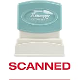 Xstamper 1829 Scanned, Pre Inked Laser Engraved Rubber Stamp, Red Ink, Impression Size: 1/2" x 1-5/8"