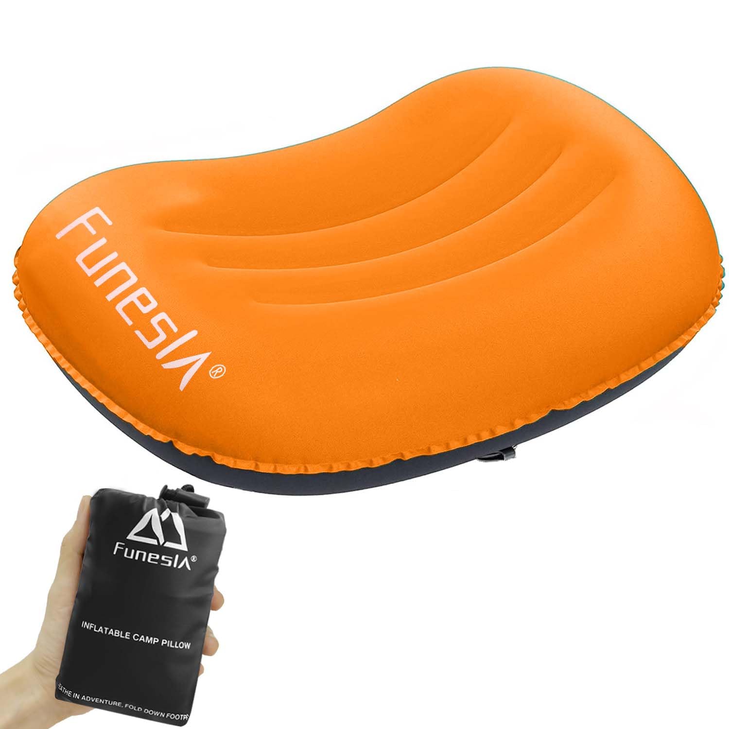 Funesla Camping Pillow Inflatable, Compressible, Lightweight Inflatable Pillows for Camping, Small InflatableTravel Camping Pillow for Adults Kids, Backpacking, Hiking, Beach-Orange