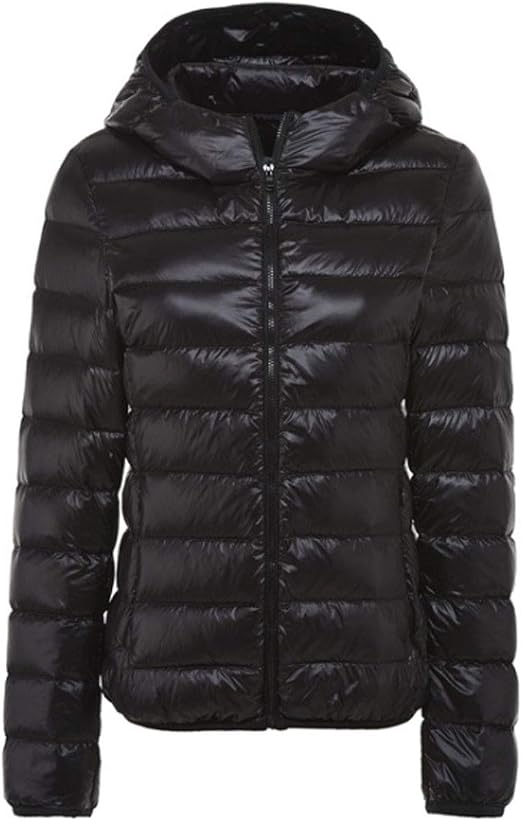 women's hooded packable ultra light weight short down jacket