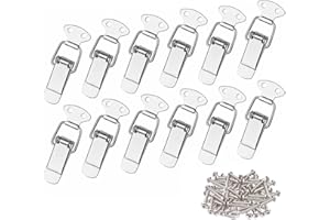 12Pcs Stainless Steel Spring Loaded Toggle Latches with 48Pcs Mounting Screws, AUHOKY Case Box Chest Trunk Latch Catches Hasps Clamps (72mm Overall Length)