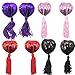 MSsmart(TM) 4 Pair Sexy Silicone Bling Sequins Heart Shape Tassel Nipple Pasties