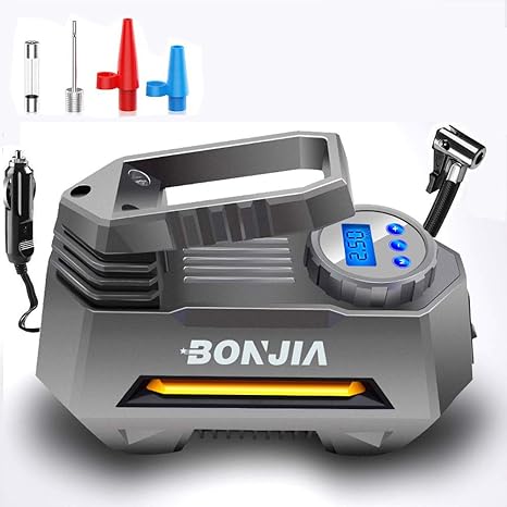 Car Tire Care, Amazon Com Bonjia Portable Tire Inflator Air Compressor Pump For Dc 12v With Extra Nozzle Led Light For Compact Medium Car Suv Automotive, Car Tire Care