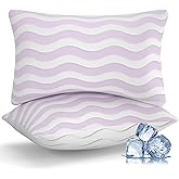 Auranta Pillows Queen Size Set of 2 - Cooling Shredded Memory Foam Bed Pillows for Sleeping, Adjustable Loft for Side, Back, and Stomach Sleepers, Medium Firm Support with Washable Cover, Mauve