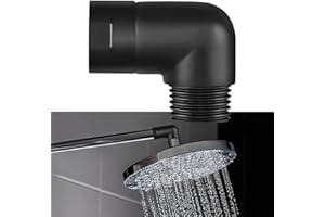 SundiooK Shower Head Elbow Adapter 90 Degree, Matte Black Solid Brass Shower Extension with 1/2 Inch NPT Female and Male for 