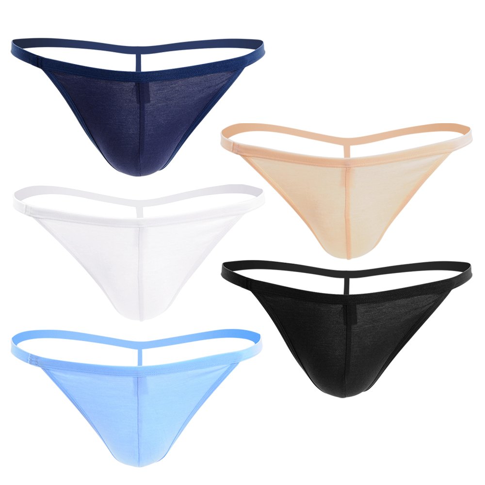 Photo 1 of Closecret Men Cotton Underwear Stretchy T Back G-String Thongs (Pack of 5, Assorted) (L, 5 Colors)