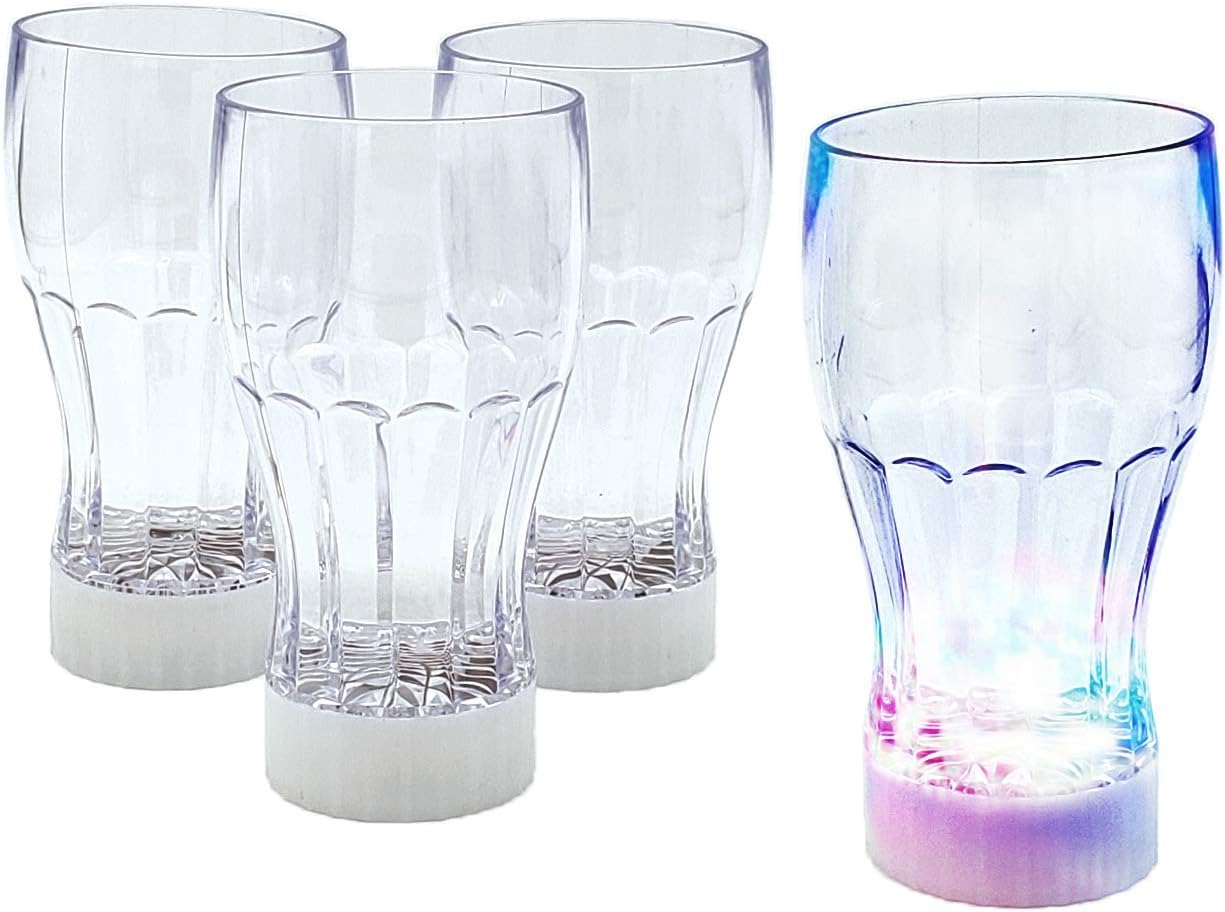 WeGlow Soda Glass Cups 12 oz LED Light Up Cups for Birthday Parties