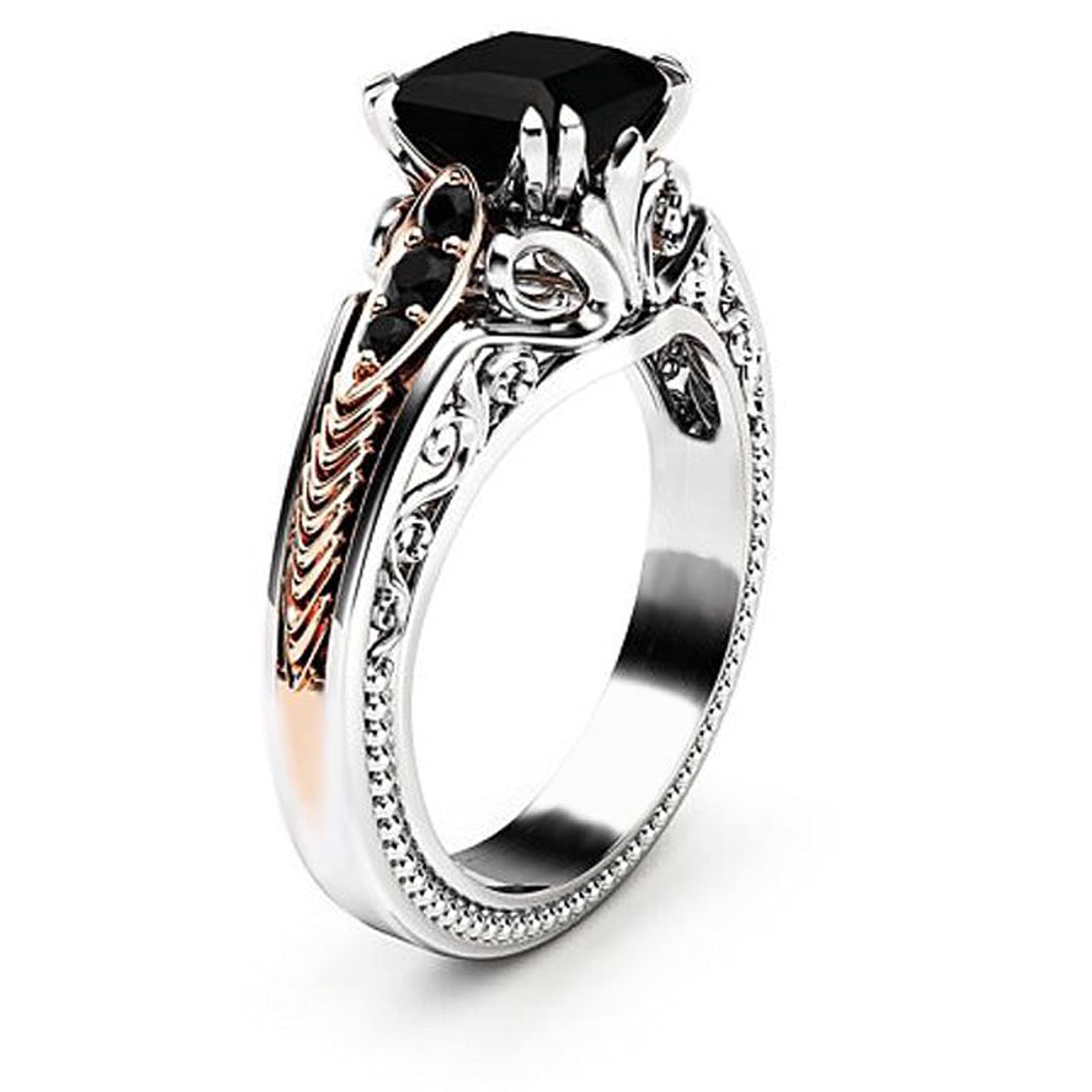 925 Sterling Silver Shiny Full Diamond Black