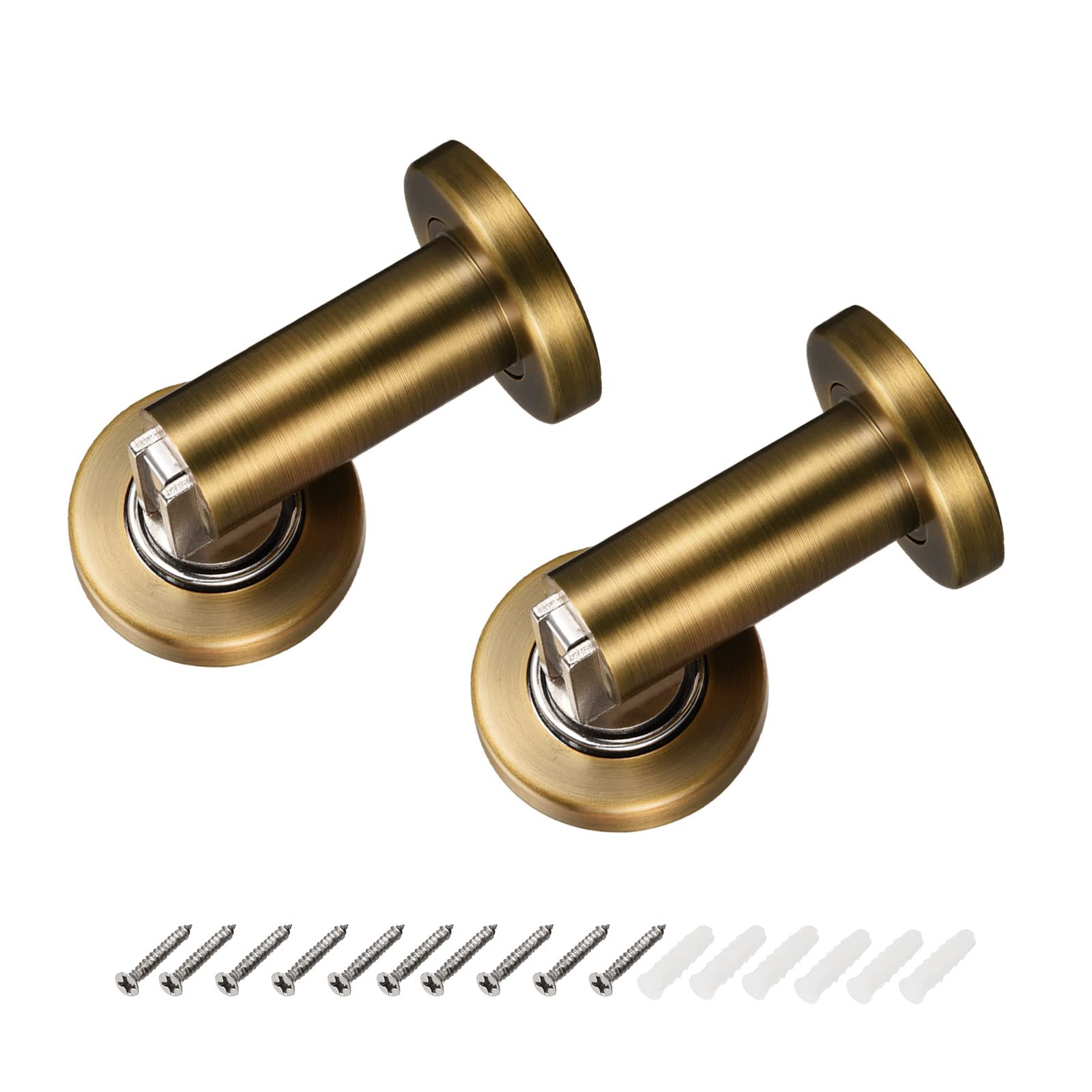 METALLIXITY Magnetic Door Stop (2.01"x 2.91") 2pcs, Zinc Alloy Door Magnetic Catch with Screws - for Home Hotel, Furniture Decoration, Drak Brass
