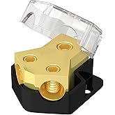 Joinfworld Power Distribution Block Car Audio 2 Way Ground Distribution Block 0/2/4 Gauge in 4/8/10 Gauge Out Amp Distributio