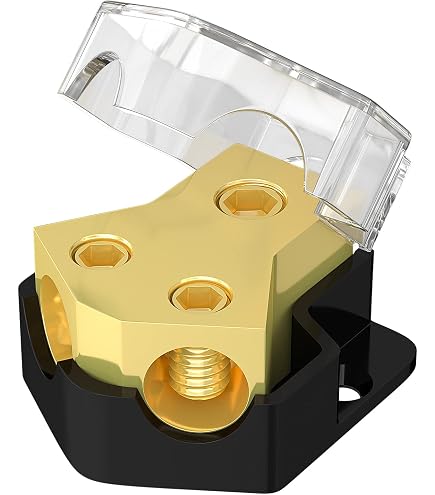 ZOOKOTO 1 x 0GA In/2 x 0GA Out Power Distribution Block Car Audio Amplifier 1 in 2 Way Fuse Holder Circuit Protection