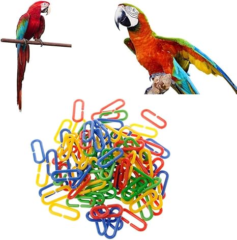 Amazon 1st Market 100ピースプラスチックオウムおもちゃcクリップフックチェーンレインボーcリンクdiyラット鳥のおもちゃクリエイティブで便利な 1st Market 生活雑貨 通販