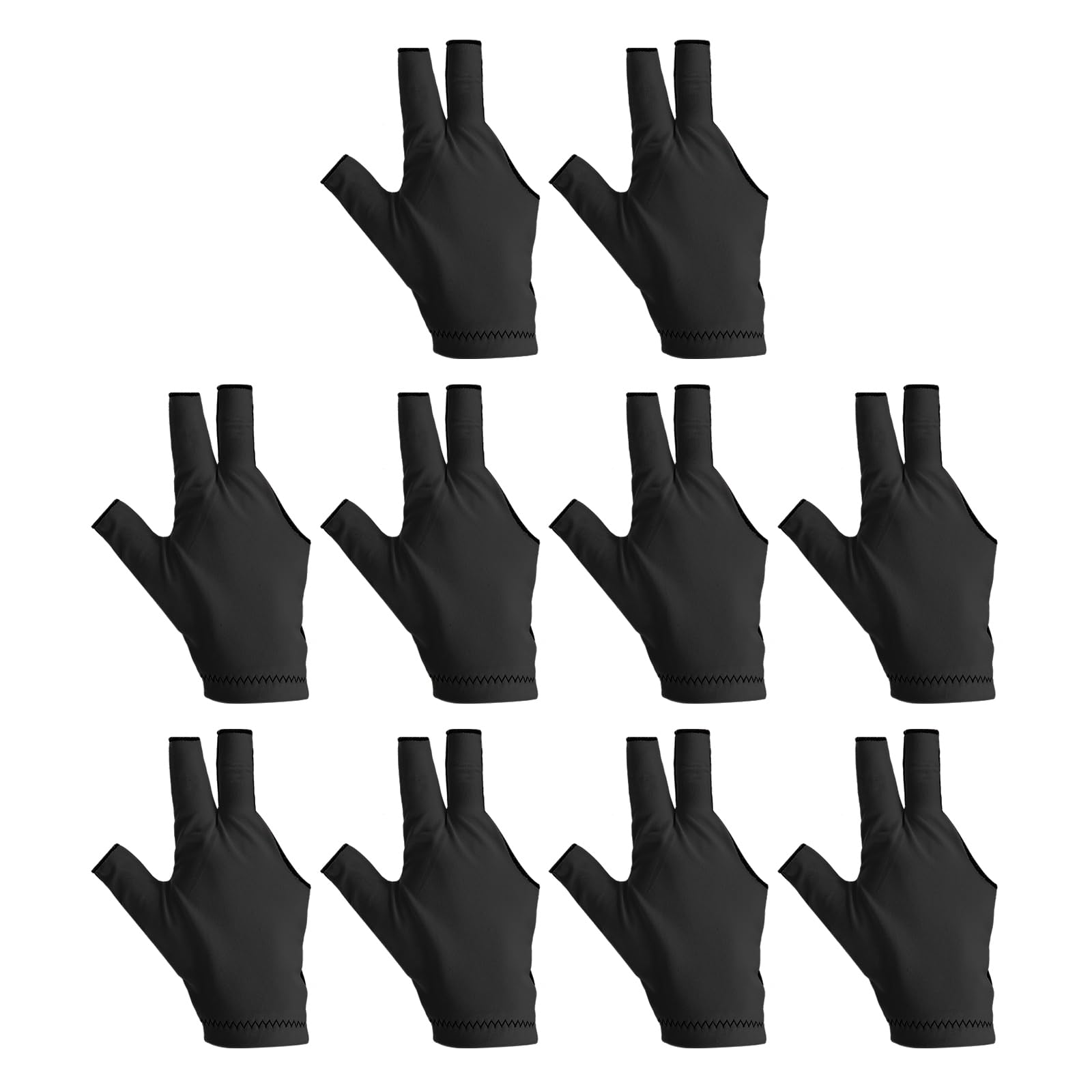 PATIKIL 3 Finger Pool Glove Left Hand, 10 Pcs Breathable Spandex Billiard Gloves Accessories for Women Men Cue Shooter Snooker Sport, Black
