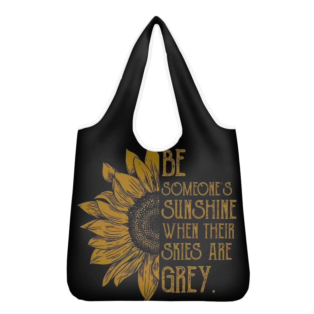 Pizding Premium Quality Polyester Fabric Tote Bag with an Coin Pocket Sturdy Lightweight Reusable Shopping Bags Daily Essentials Stylish Yellow Sunflower Gift for Women