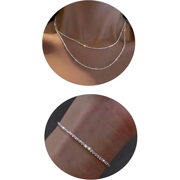 MIFYNN Layered Silver Necklace & Bracelet Set For Women – Paperclip, Twist Rope, Choker Chain Jewelry