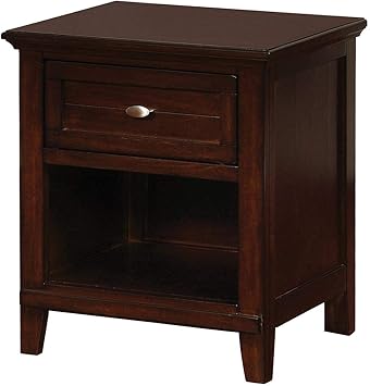 Benjara Wooden Nightstand With 1 Drawer And Open Shelf Cherry Brown Amazon Ca Home Kitchen