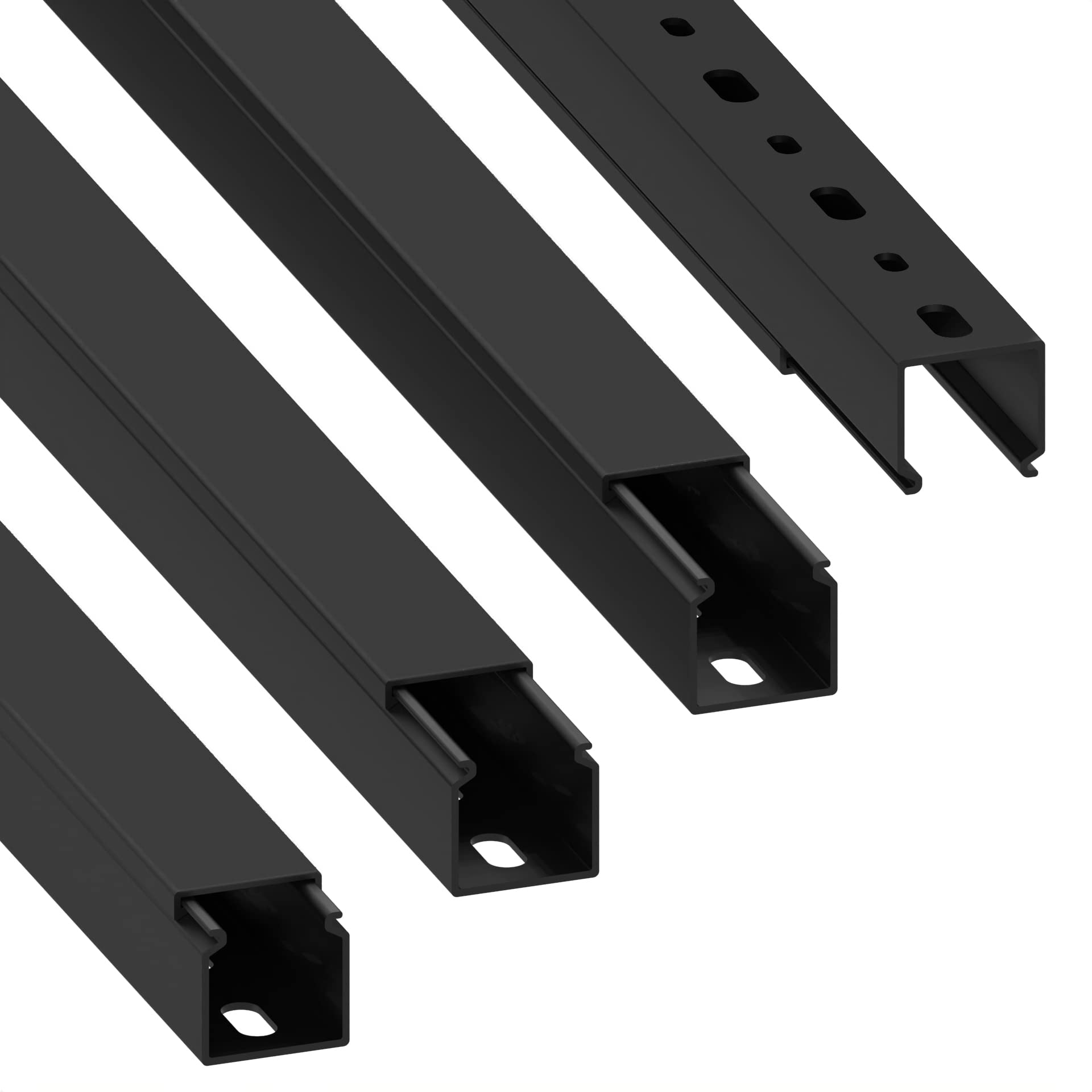 Cablecoach Habengut CC10110 cable duct (with mounting holes in the base) 25x25 mm made of PVC, colour: black, length 4 m (4 x 1 m length)