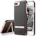 iPhone 7 Plus Case, G-CASE [Plating ] - Black and Metallic Rose Gold [Metal Kickstand][Anti-Scratch][Synthetic Leather][Shockproof] For Apple iPhone 7 Plus (2016)