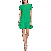 DKNY Womens Tulip Sleeve Ruffle Hem Mini Dress