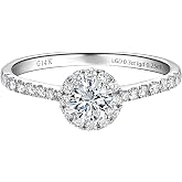 Halo IGI Certified LAB Grown Diamond Engagement Rings 14K White Gold | Pave Band, 0.5 to 2.5 Carat, DEF Color, VVS-VS Clarity, Round Oval Pear Cushion Emerald Cut, White Blue Yellow Pink Diamond