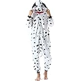 DarkCom Dalmatian Onesie Halloween Costume One Piece Unisex Adult Pajamas Women Men Sleepwear Christmas Pajamas