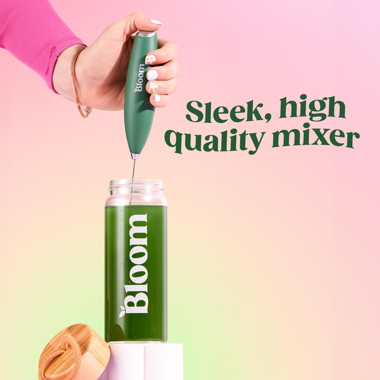 Bloom Nutrition Superfood Greens Powder, Digestive Enzymes with Probiotics and Prebiotics, Gut Health, Bloating Relief, Original + Milk Frother High Powered Hand Mixer