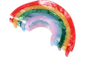 KCHIES Big Rainbow Hair Claw Clip Non Slip 3.5inch Acrylic Acetate 90's Strong Hold Jaw Barrettes Cute for Women Girls Thin Thick Hair Accessory Rainbow Pride Parade Valentine’s Gifts