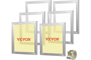VEVOR Screen Printing Kit, 6 Pieces Aluminum Silk Screen Printing Frames, 18x20inch Silk Screen Printing Frame with 160 Count Mesh, High Tension Nylon Mesh and Sealing Tape for T-Shirts DIY Printing