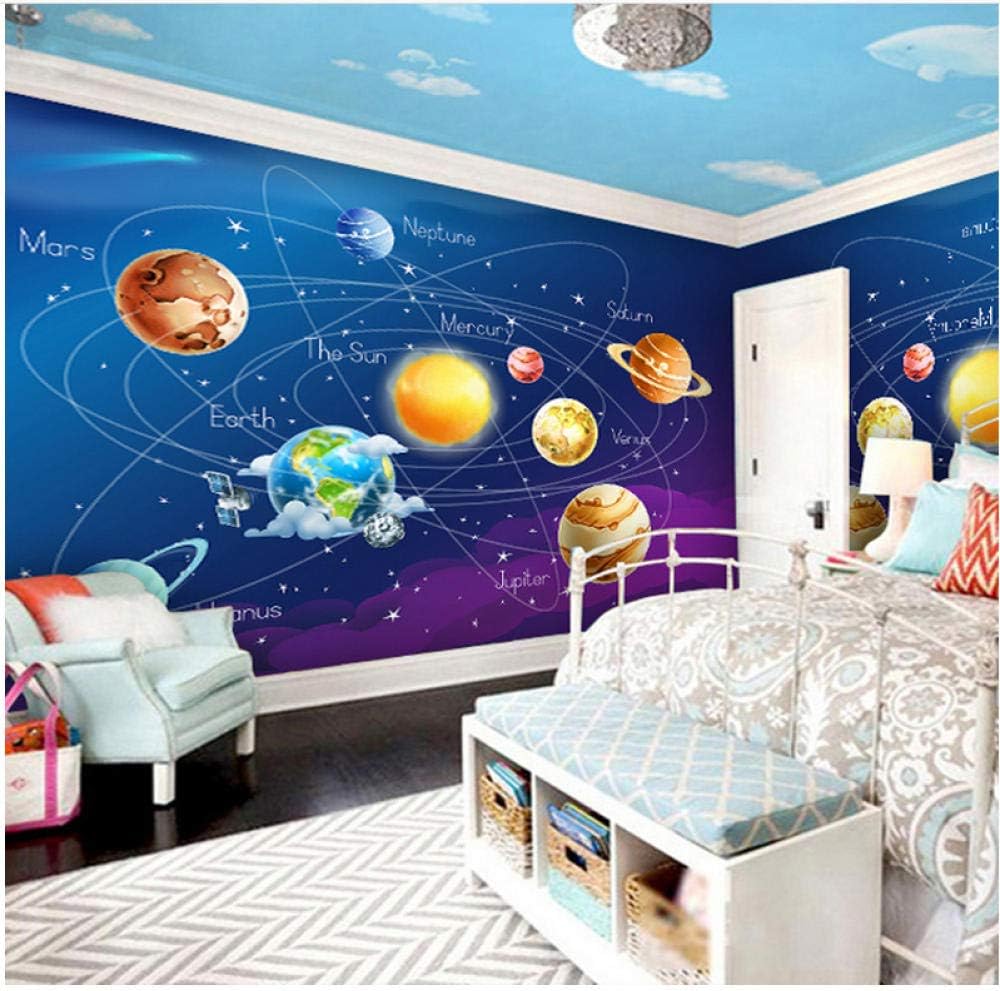 Lovemq Mural Wallpaper 3d Cartoon Planet Solar System Photo Wallpaper Kids Room Bedroom Wall Painting Living Room Wall Paper 290x190cm Amazon Co Uk Diy Tools