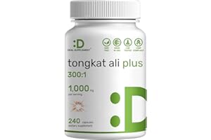 Tongkat Ali Extract 300:1 with Horny Goat Weed 1,100mg, 240* Capsules – Indonesian Longjack Eurycoma Longifolia Root – Extra 