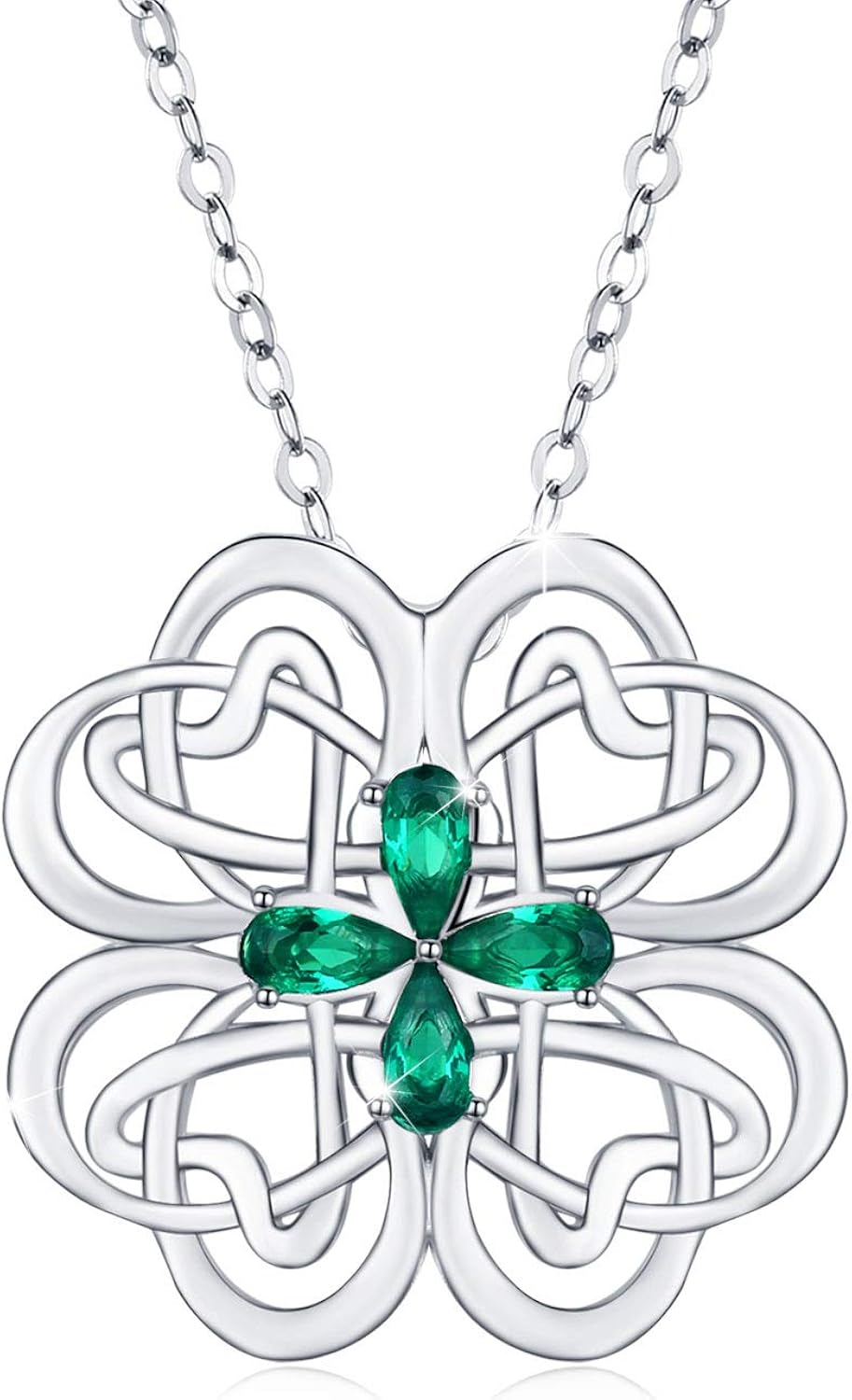 Cuoka Miracle Collar Nudo Celta Plata De Ley 925 Zirconia Cubica Verde Trebol De Cuatro Hojas Para Mujer Collar Colgante De Nudo Celta Collar De Buena Suerte Para Ninas Amazon Es Joyeria amazon es