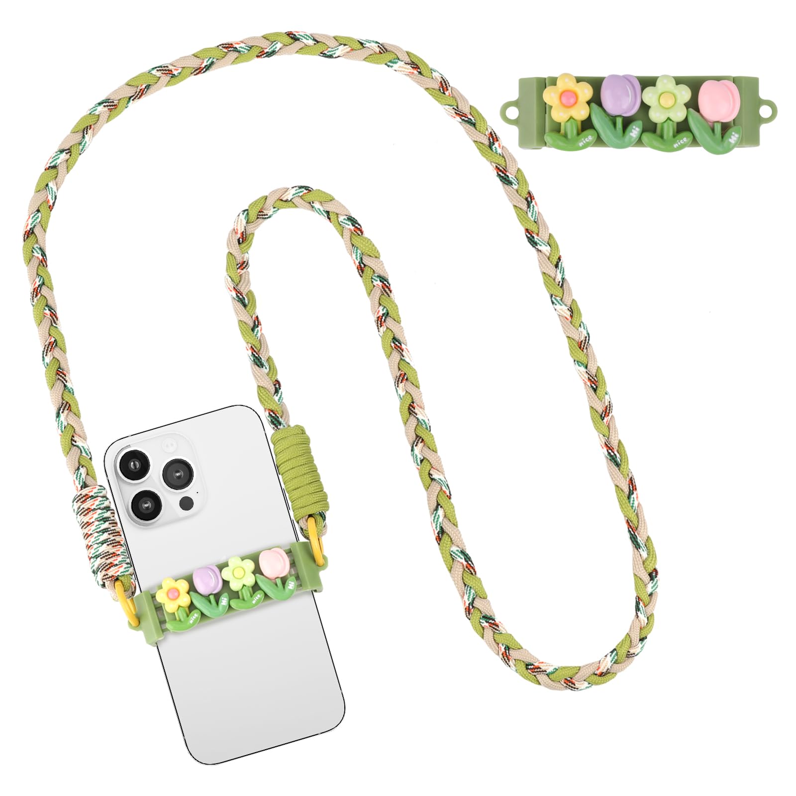 Pwsap Phone Lanyard Flowers Phone Case Clip, Universal Crossbody Cell Phone Lanyards Cellphone Chain Holders Wrist Strap, Shoulder Neck Strap Key Chain Holder for Phone Case Fit Most Smartphones