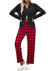 Ekouaer Women's Pajamas Sets Button Down Long