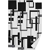 YOCIBIUT Black White Geometric Hand Towels for Bathroom Set of 2,Absorbent Microfiber Abstract Mid Century Gray Kitchen Towels 14"x28",Decorative Modern Bathroom Towels for Bath,Guest,Face,Shower