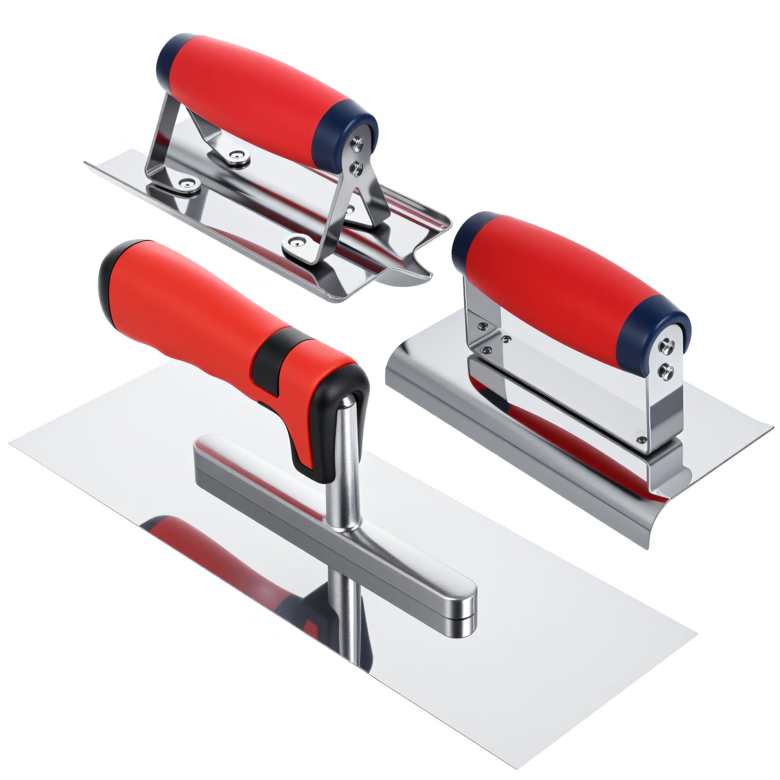 Photo 1 of 3Pcs Concrete Tools Stainless Steel Flat Finishing Trowel plus Concrete Edger and Groover Stucco Cement Kit Masonry Construction Hand Kit