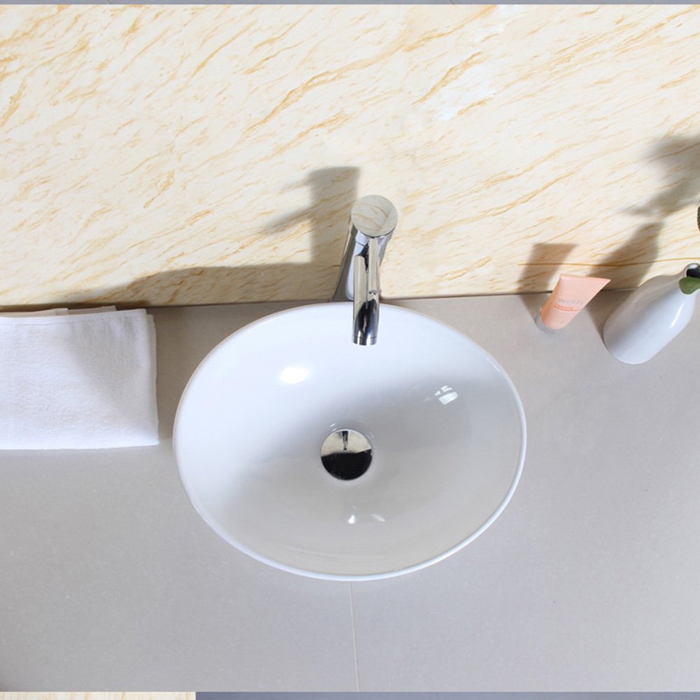 Lavabo Sobre Encimera Para Baño Ovalado Tazón Redondo de Cerámica