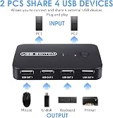 TCNEWCL USB 2.0 Switch 2 PC Share 4 Devices Printer Scanner Keyboard Mouse 2 view 2