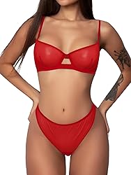 Lilosy Sexy Mesh Sheer Underwire Push Up Lingerie