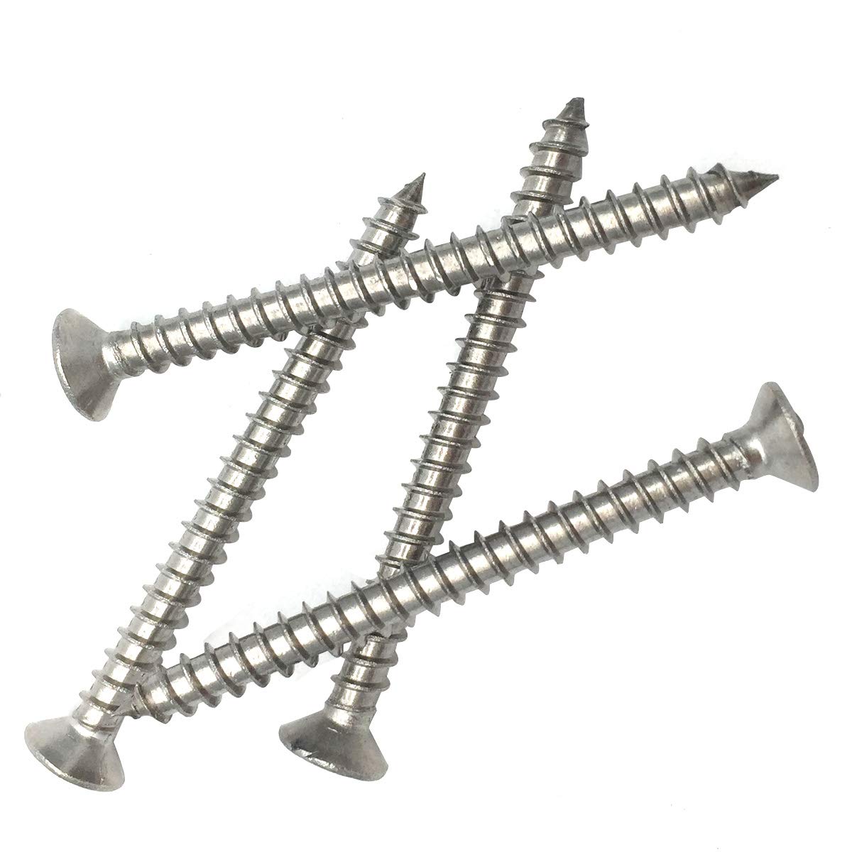 50pcs M4x45mm Stainless Flat Head Phillips Self-Tapping Wood Screw 18-8 (304) Stainless Steel Screw