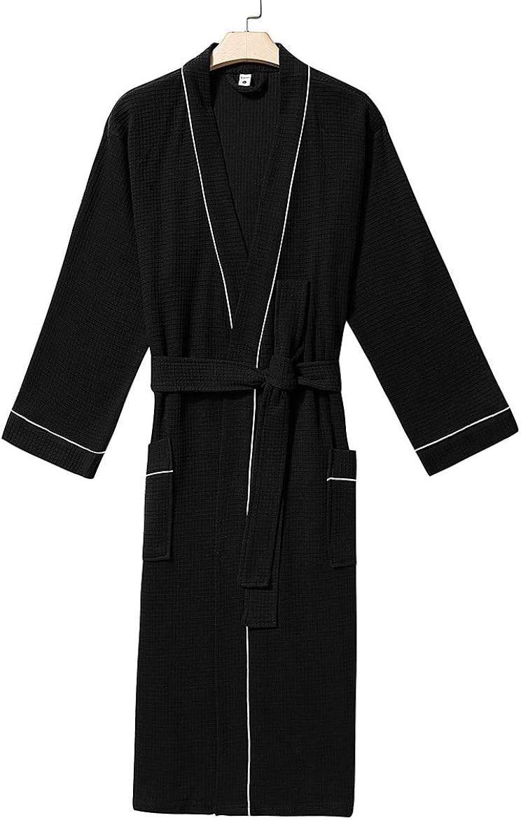 ABCSTAR Men's Waffle Weave Kimono Bathrobe Lightweight Long Spa Robe at Amazon Men’s Clothing store