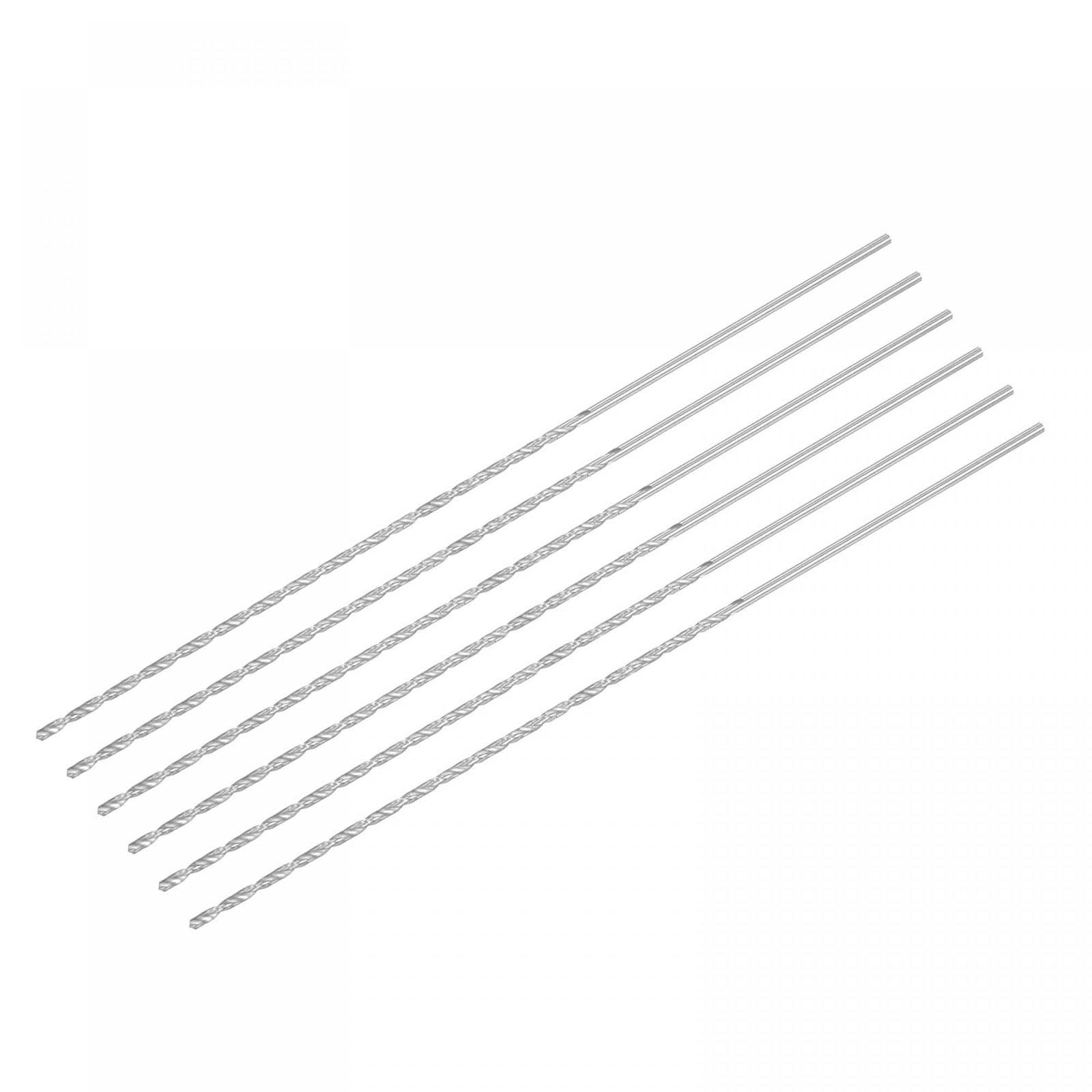 TA-VIGOR 6Pcs 2.5mm Extra Long Twist Drill Bits, 300mm Length High-Speed Steel HSS Straight Shank Spiral Drill Bits for Wood Metal Aluminum Plastic