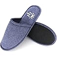 Sunshine Code Men's Memory Foam Cotton Washable Slippers with Matching Travel Bag for Home Hotel Spa Bedroom