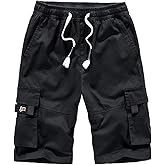 ELETOP Men's Cargo Shorts Elastic Waistband Drawstring Big and Tall Cotton Summer Casual Work Shorts