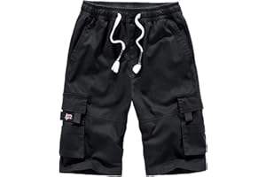 ELETOP Men's Cargo Shorts Elastic Waistband Drawstring Big and Tall Cotton Summer Casual Work Shorts