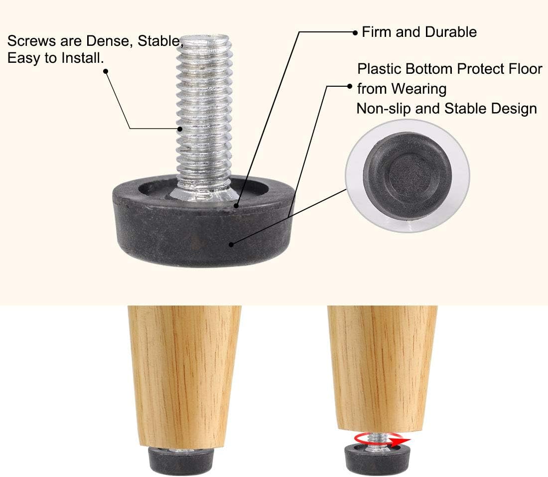Sourcingmap 5 Pcs Screw on Type Furniture Leveling Foot Adjuster Black M8 x 20mm, 24 X 30mm - Image 5