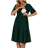 Smallshow Women's Maternity Nursing Dress Ruffle Short Sleeve Breastfeeding Clothes
